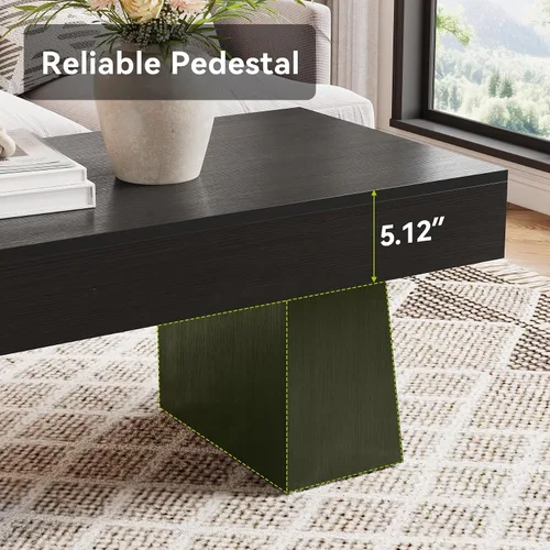 Miniatura 8 de LITTLE TREE - Mesa de café de granja, mesas de centro rectangulares de madera de 47 pulgadas con base gruesa, muebles modernos de cóctel y té