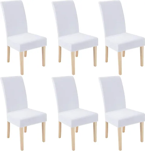 Miniatura 30 de smiry - Fundas para sillas de comedor de terciopelo elástico y suave, extraíbles, Terciopelo, Beige