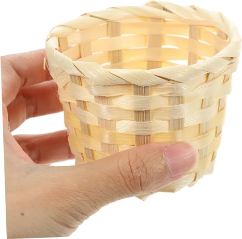 Miniatura 4 de IMIKEYA Cestas tejidas de bambú hechas a mano Mini cestas de frutas de almacenamiento para pan decorativo de cocina