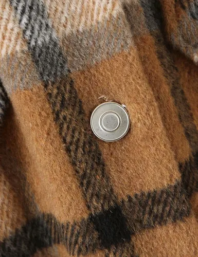 Miniatura 6 de Tanming - Chaquetas de franela cepillada para mujer, a cuadros, con botones, solapas y bolsillos, camisa tipo chaqueta