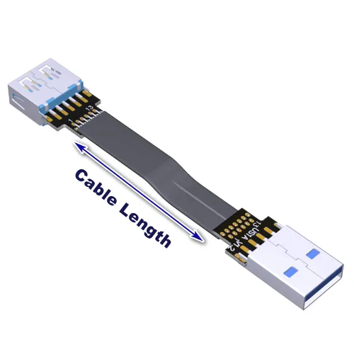 Miniatura 8 de ADT-Link - Cable de extensión USB 3.0 tipo A macho a USB A hembra, 90 FPV, delgado, plano, suave, flexible, FPC (9.8 in, S1A-S4B)