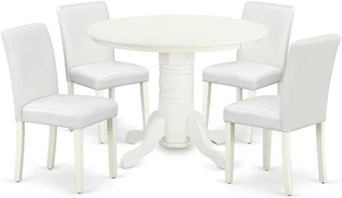 Miniatura 13 de East West Furniture SHAB3-BLK-06 - Juego de mesa de comedor moderno de 3 piezas que contiene una mesa de cocina redonda con pedestal y 2 sillas
