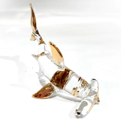Miniatura 10 de Hammerhead - Figuras en miniatura de tiburón, animales marinos, pintadas a mano, arte de vidrio soplado, adornos dorados, regalo coleccionable