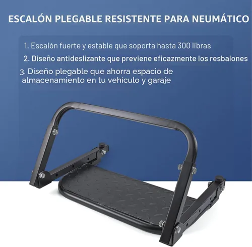 Miniatura 2 de DICMIC Escalón de neumático plegable y resistente para camión, SUV y RV, escalón ajustable montado en neumático se adapta a la mayoría de neumáticos