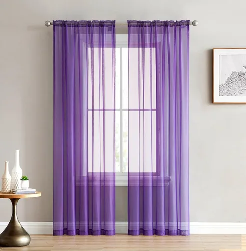 Miniatura 3 de Empire Home Charli - Juego de 2 paneles de cortina de gasa transparente sólida para ventana (120 pulgadas, superlargos, negro)