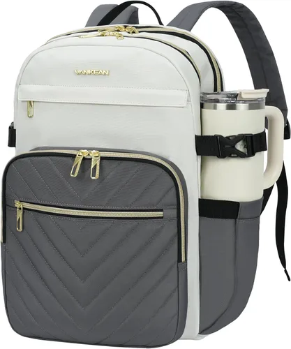 Miniatura 22 de VANKEAN Mochila para laptop de 17.3 pulgadas para mujer, bolsa de trabajo para laptop a la moda con puerto USB, mochilas impermeables, elegantes