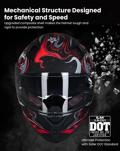 Miniatura 2 de ILM - Casco completo de motocicleta con Pinlock compatible con viseras y aletas transparentes y tintadas, casco para Street Bike y Motocross
