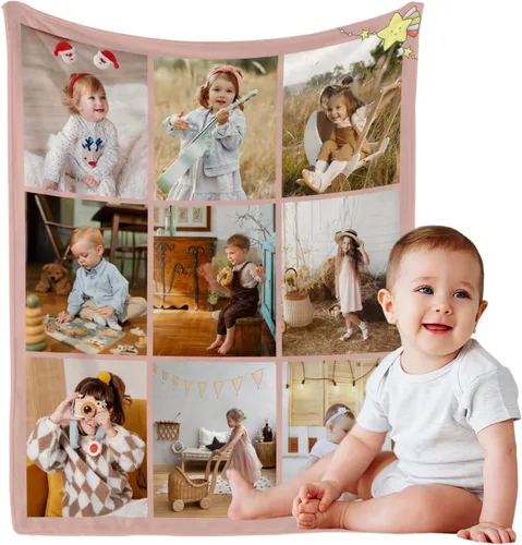 Miniatura 12 de Manta de bebé personalizada con nombre, manta personalizada con nombre floral para niñas pequeñas, mantas de franela suave, regalo conmemorativo 01