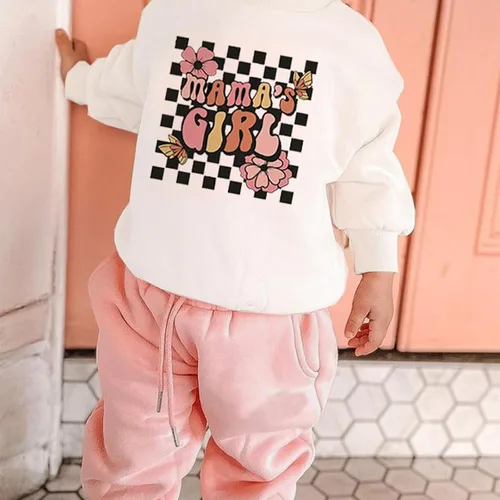 Miniatura 47 de Conjunto de 2 piezas de ropa de otoño para bebé y niña, sudadera de manga larga con cuello redondo y pantalones deportivos, conjunto de traje