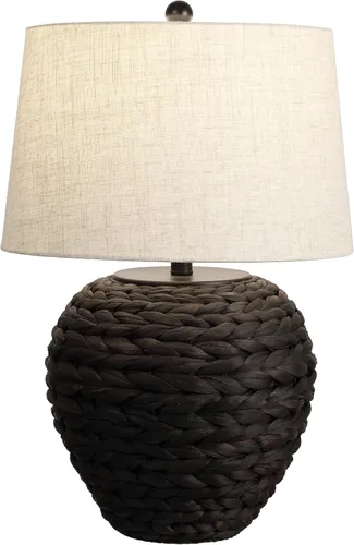 Miniatura 8 de JONATHAN Y JYL6501B Alaro 24.5" lámpara de mesa de estilo granja costera de jacinto de agua LED para recámara, sala de estar, oficina, marrón oscuro