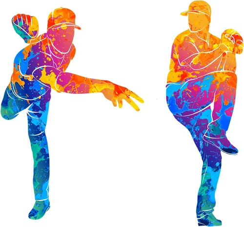 Miniatura 2 de Calcomanías coloridas para pared de jugador de béisbol, calcomanías temáticas deportivas para niños, adolescentes, habitación, sala