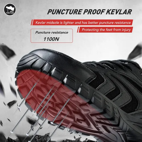 Miniatura 4 de Asiman Zapatos de punta de acero para hombres y mujeres, zapatos de trabajo indestructibles con puntera de acero, zapatos de seguridad ligeros