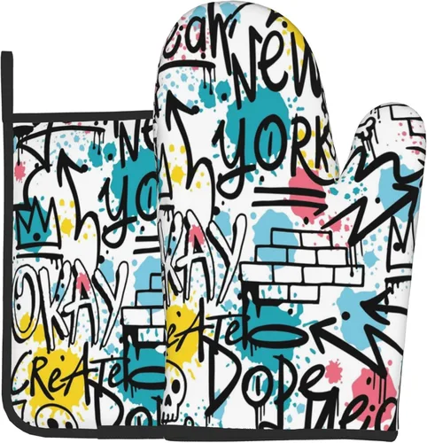 Miniatura 27 de Paquete de 2 soportes para macetas de hojas de hierba de graffiti con bucles para colgar, bolsillos de mano, resistentes al calor, esenciales