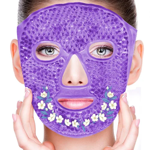 Miniatura 14 de Máscaras faciales frías, máscara facial de hielo, compresa fría y caliente, ojeras, hinchazón, migrañas y dolor de cabeza, enfriamiento