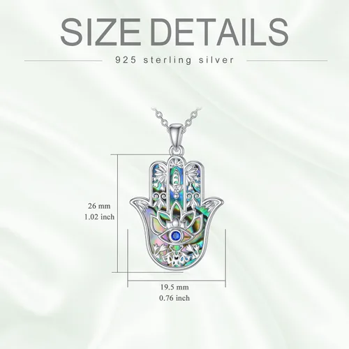 Miniatura 4 de PROESS Collar de plata de ley Hamsa Fátima collar de elefante, colgante de ojo azul, joyería para hombres, mujeres, niñas y niños