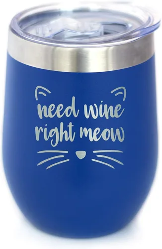 Miniatura 9 de Need Wine Right Meow - Vaso de vino de gato con tapa deslizante, vaso aislado de acero inoxidable sin tallo, regalos divertidos y bonitos