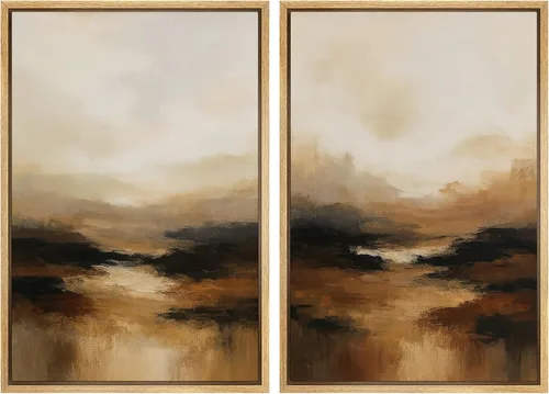 Miniatura 146 de SIGNWIN Lienzo enmarcado para pared, juego de arte sereno de paisaje de pantanos, ilustración rústica, arte moderno, minimalismo, decorativo
