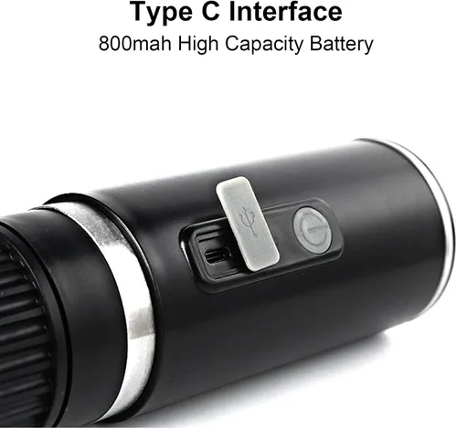 Miniatura 7 de ZJchao Cafetera portátil, 2 en 1, máquina de café universal totalmente automática, cafetera de café con cable de carga tipo C para oficina, camping
