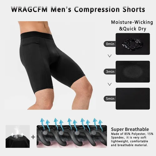 Miniatura 2 de Pantalones cortos de compresión para hombre con bolsillos para correr, entrenamiento, atlético, ropa