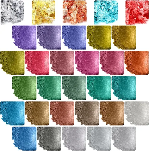 Miniatura 2 de Polvo de mica – Juego de 32 pigmentos de color de resina epoxi nacarada, pigmento natural de grado cosmético para tinte de jabón, brillo de labios