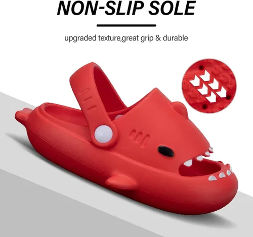 Miniatura 3 de GUUMOR Sandalias de tiburón para niños, pantuflas de tiburón para niños y niñas, sandalias de almohada con suela gruesa, suaves y antideslizantes