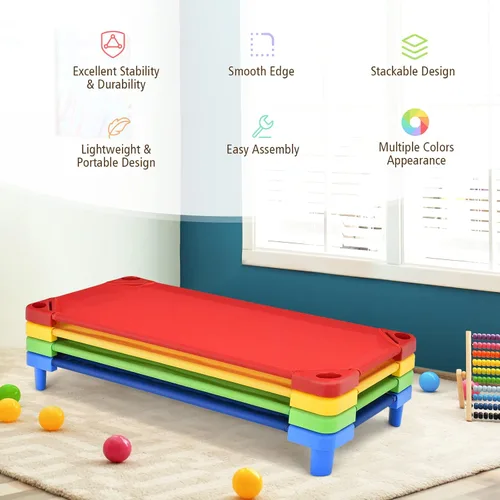 Miniatura 9 de KOTEK Catres apilables para niños, catres portátiles para niños pequeños, 52 pulgadas de largo x 23 pulgadas de ancho, listas para montar, ahorro
