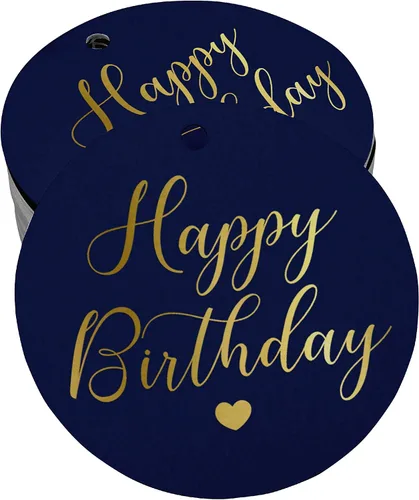 Miniatura 44 de Etiqueta de papel para colgar con texto en inglés «Happy Birthday» (50 unidades)