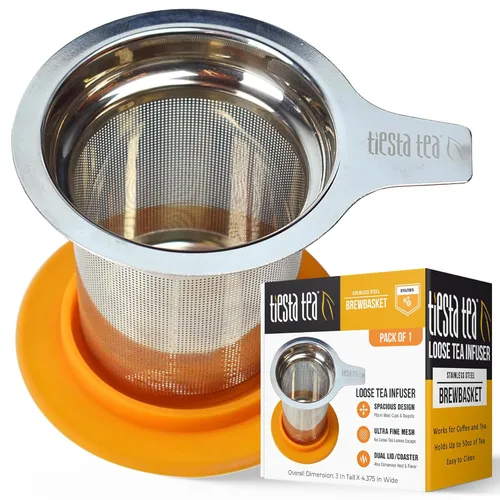 Tiesta Tea Brewbasket Colador de Infusión de Acero Inoxidable para Hojas Sueltas, Colador de Malla Fina Reutilizable para Bebidas Calientes y Frías,