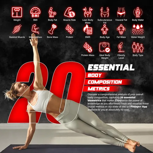 Miniatura 3 de Báscula inteligente para peso corporal, 20 métricas de composición corporal que incluyen edad corporal, masa muscular y grasa subcutánea, báscula
