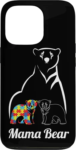 Miniatura 10 de Funda para iPhone 14 Pro Max para concientización sobre el autismo, mamá oso, mamá y niño