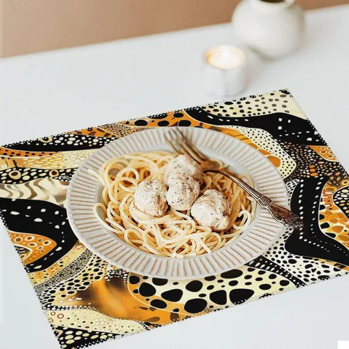 Miniatura 6 de Abstract Tiger Leopard Pattern Placemats Set of 6 Resistant Table Mats Washable Place Mats for Dinner Party Table Decoration