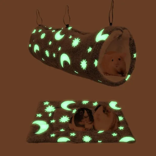 Miniatura 6 de Escondite de hurón y cama suave, hamaca y túnel de conejillo de indias luminoso con brillo nocturno