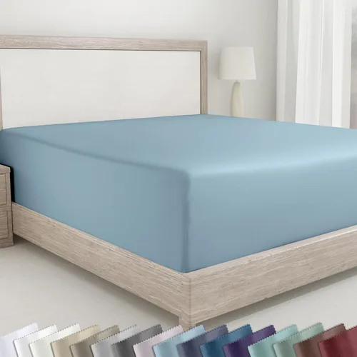 Miniatura 22 de California Design Den - Sábana bajera ajustada de algodón con bolsillo profundo, suave de 400 hilos, 100 % algodón satinado, ajuste ceñido, elástico