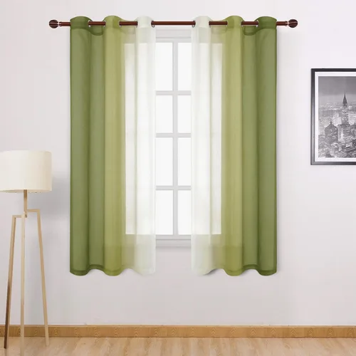 Miniatura 9 de DWCN Cortinas Transparentes de Lino Sintético Negro Degradado Ombré - Cortinas Semi Transparentes de Gasa con Ojales en la Parte Superior