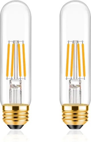 Miniatura 8 de ToBeGreat Bombilla LED T10 equivalente a 4 W, equivalente a 40 W, 2200 K ámbar blanco cálido, bombilla de filamento Edison tubular E26, luz de tubo