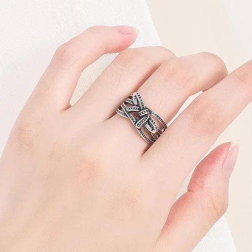 Miniatura 163 de Anillo de plata de ley 925, minimalista, ajustable, hecho a mano, para mujeres y niñas