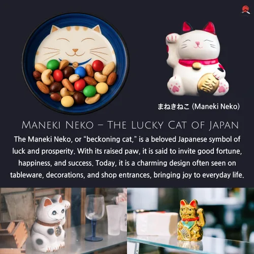 Miniatura 3 de JapanBargain 2566 - Juego de 2 platos de salsa japonesa de porcelana para aperitivo, postre y pastel con patrón de gato sonriente de la suerte