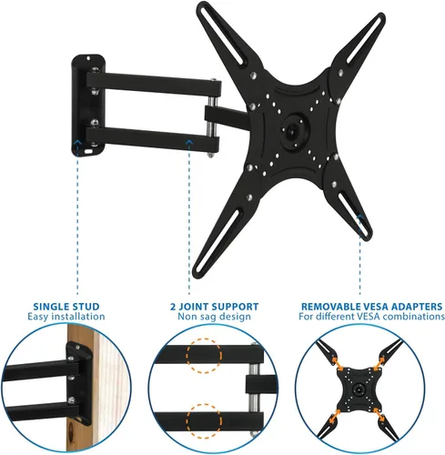 Miniatura 4 de Mount-It! Soporte de pared para TV de movimiento completo con brazo articulado Soporte de movimiento de inclinación, giro y rotación Soporte