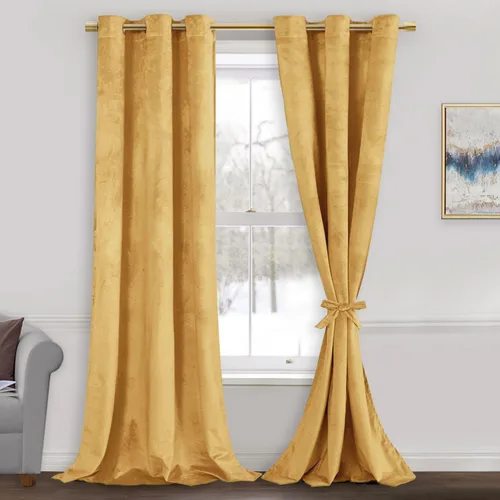 Miniatura 36 de JIUZHEN - Cortinas de terciopelo gris de 63 pulgadas opacas para sala de estar - Cortinas gruesas de terciopelo con ojales para ventana