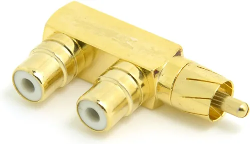 chenyang AV Audio Splitter Plug RCA Adaptador 1 macho a 2 hembra F conector chapado en oro 90 grados tipo ángulo