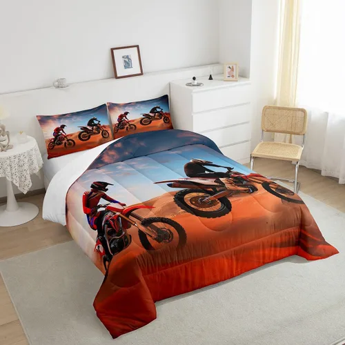 Miniatura 4 de Juego de edredón de bicicleta de tierra Feelyou para motocross, juego de ropa de cama para piloto de motocross, edredón deportivo extremo, edredón
