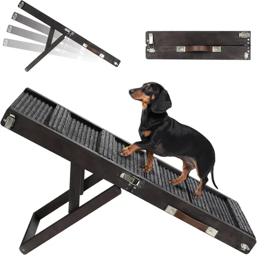 Miniatura 11 de Rampa para perros mejorada 2026 para sofá, rampa plegable para perros pequeños para sofá, 4 alturas ajustables de 13 a 21 pulgadas, escalones