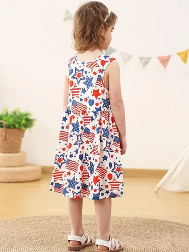 Miniatura 4 de Vieille Vestido sin mangas para niñas pequeñas, lindo vestido de verano con bolsillo, 2-7 años