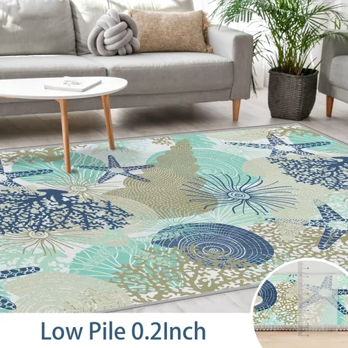 Miniatura 6 de Tritard Alfombra de pasillo costera de 2 x 6 pies, alfombra náutica para pasillo de cocina, con temática de playa, antideslizante, lavable a C1