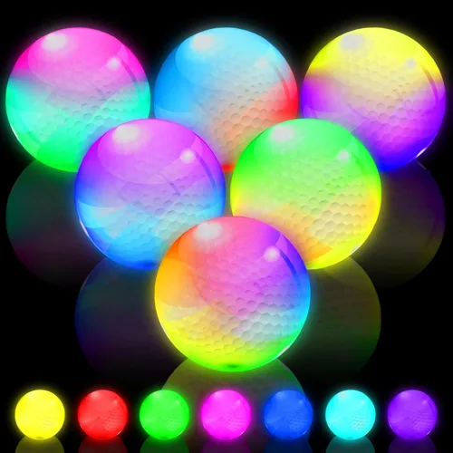THIODOON Pelotas de golf que brillan en la oscuridad con 7 colores que siguen cambiando y el temporizador restablece cada llamativa pelota de golf