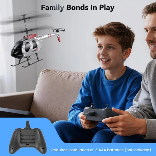 Miniatura 8 de SIMREX Helicóptero RC, Juguete de Helicóptero a Control Remoto para Niños y Principiantes, Retención de Altitud, 2 Velocidades, 2 Baterías, Regalo