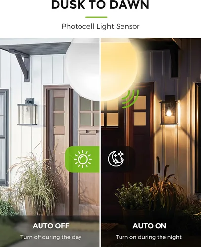 Miniatura 3 de LOHAS - Bombillas LED de anochecer a amanecer con sensor, iluminación exterior equivalente a 40W, luz de fotocélula automática de 2700K blanca