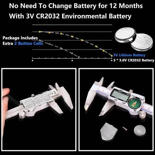 Miniatura 4 de Calibre Digital Herramienta de Medición, Micrómetro Digital Electrónico Impermeable IP54, Calibre Vernier de Acero Inoxidable con Gran Pantalla LCD