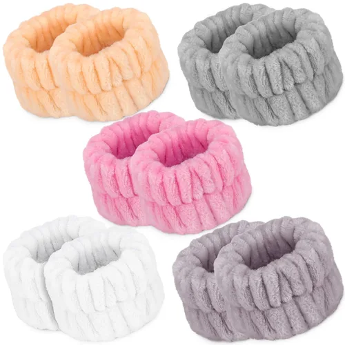 Miniatura 9 de Bandas de toalla de microfibra para spa de muñeca - Muñequeras absorbentes para lavado facial para niñas para evitar que el agua se derrame por