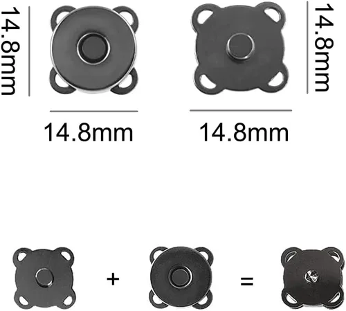 Miniatura 2 de WAFJMAF - 10 juegos de cierres magnéticos para bolsas, botones a presión, monedero ideal para cierre, bolso, ropa, costura, manualidades, no Negro